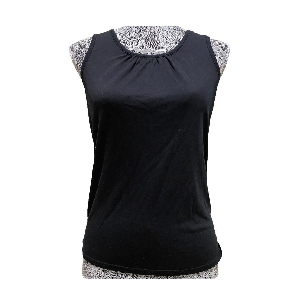 Ted Baker London Contemporary Black Pleated Sleeveless Stretch Blouse Tank Top 2